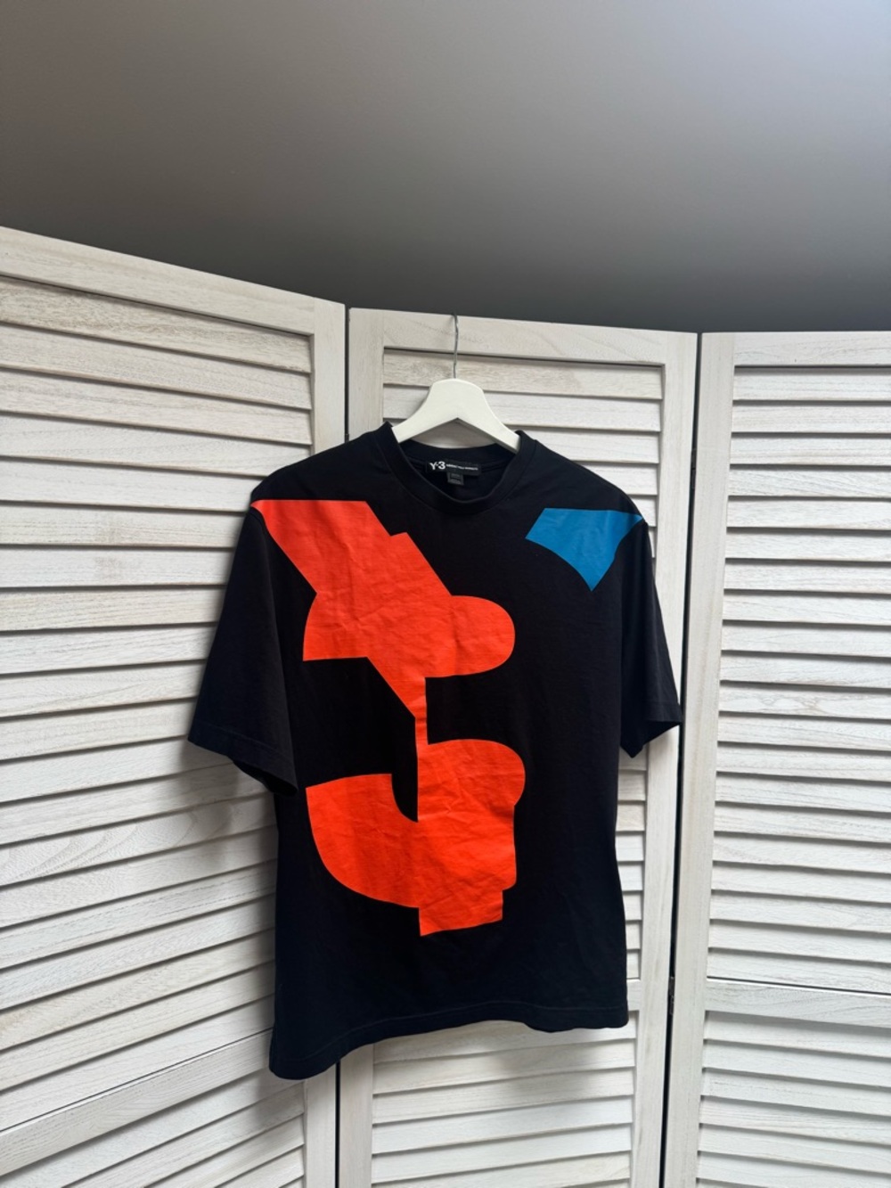Y-3 Black Tee with Red and Blue Graphic